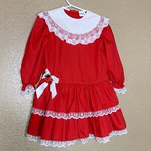 Vintage Bryan toddler girl red holiday dress‎